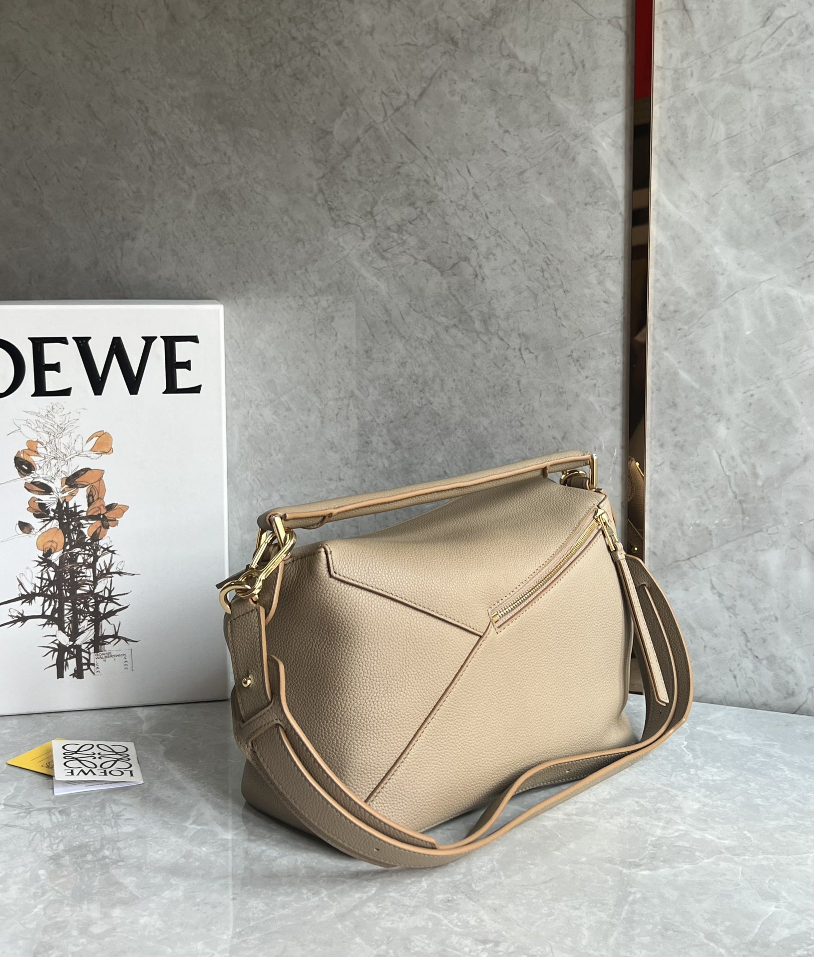 Loewe Medium Puzzle Bag in Soft Grained Calfskin Sand